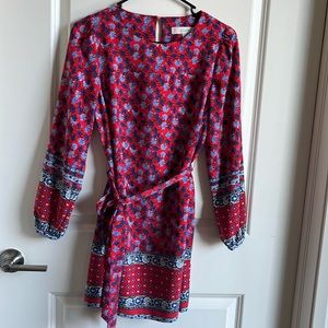 Loft red and blue patterned dress